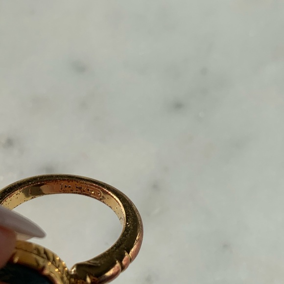 COACH Turquoise Stone Gold Statement Ring - Picture 3 of 5